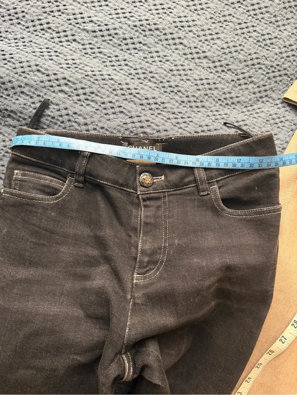 Chanel Black Women's Jeans with Lace Hem size 0 / 34 REVIEW DESCRIPTION!